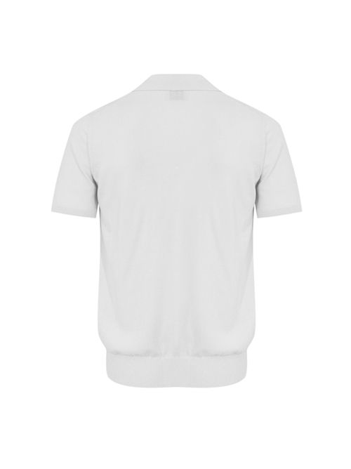 Polo in crepe di cotone Bianco Alpha studio | AU-5041B1000